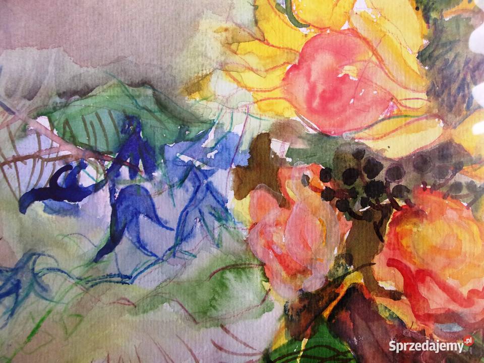 Akwarela Bukiet kwiatów w ładnej profesionalnej Malarstwo Warszawa