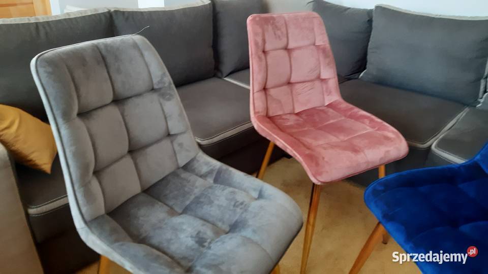 Krzesłokrzesła glamour welur złote nogi Ostrowiec Świętokrzyski sprzedam