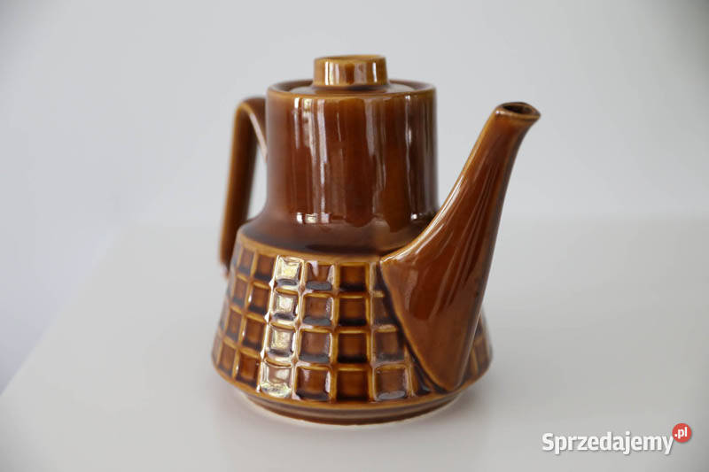 Dzbanek w kratę porcelit sygnowana Pruszków PRL Kielce