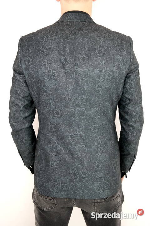 GIOVANNI PERA Marynarka Męska D803 Czarno Szara Rozmiar M