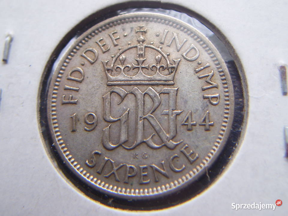 Stare monety 6 pens 1944 Anglia srebro podkarpackie Lesko