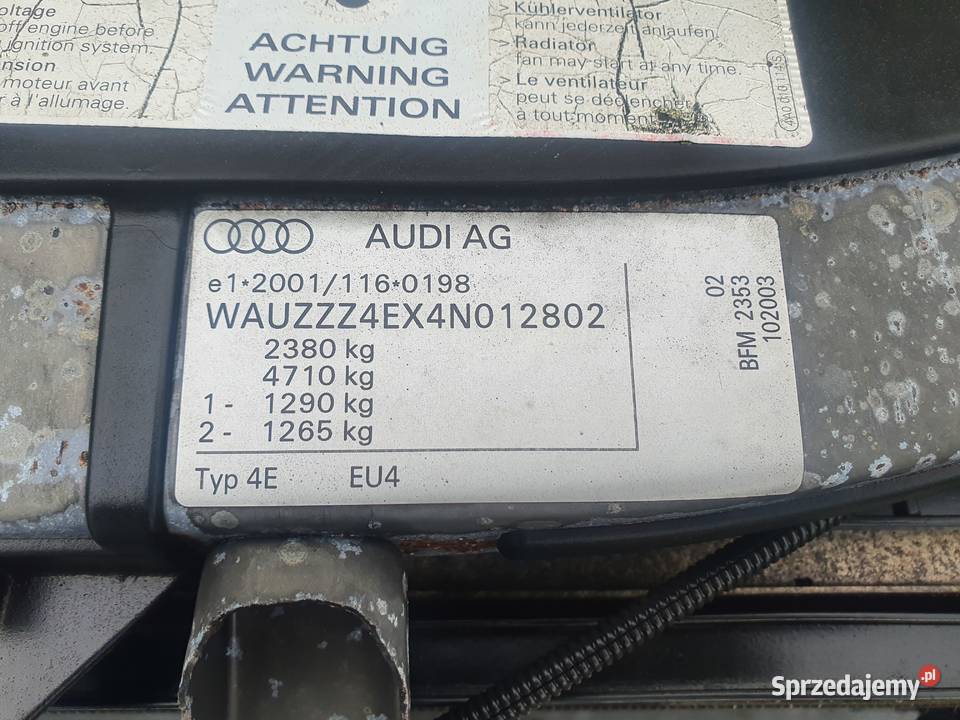 Pas przedni Audi A8 D3 42 bfm kompletny Szamotuły