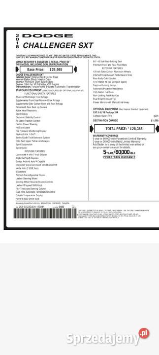 Dodge challenger v6 czerwony Challenger Rybnik