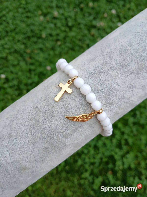 Bransoletka damska z Agatu białego fasetowanego Bransoletki Bransoletki Kielce sprzedam