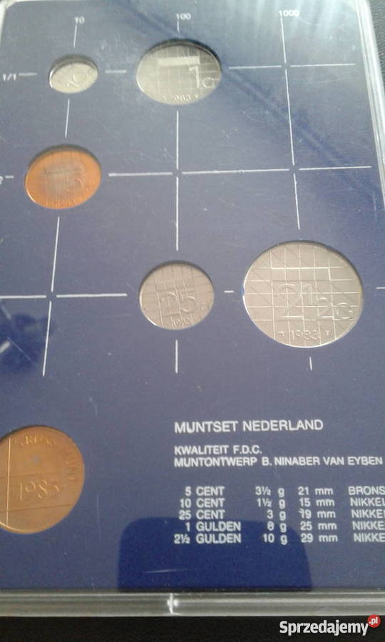 Komplet monet z Holandii 5 c do 2 12 Guldena UNC Konin sprzedam