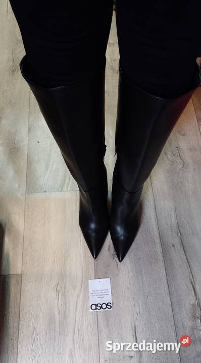 40 ASOS Design Czarne Kozaki Szpilki wieczorowe 26cm