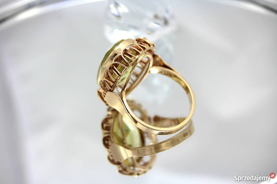 Złoty pierścionek z zielonym spinelem 585 1293 g Poznań sprzedam