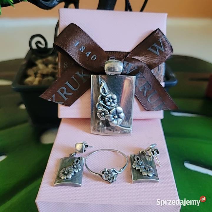 Srebrny 925 kwiatowy zestaw biżuterii Warszawa