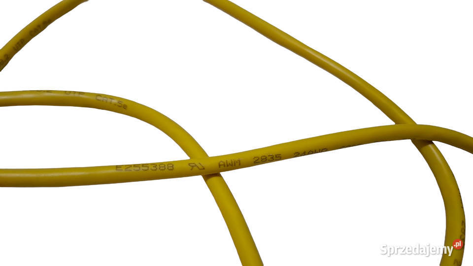 Kabel żółty RJ45RJ45 krosowy sieciowy UTP CAT5e Internet i komunikacja