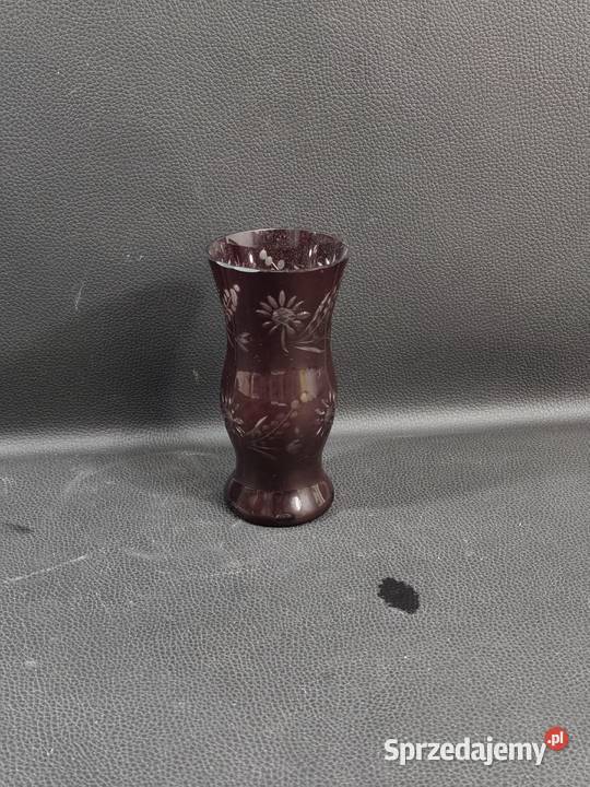 Rubinowy Kryształowy Wazon Bohemia Poddębice