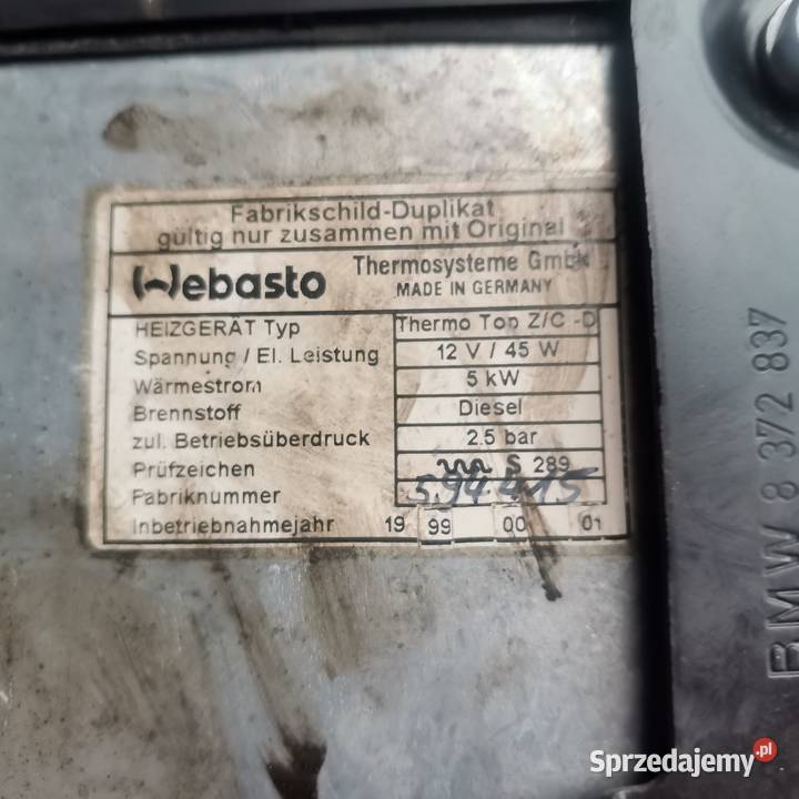 WEBASTO OGRZEWANIE POSTOJOWE BMW THERMO TOP Z Gubin