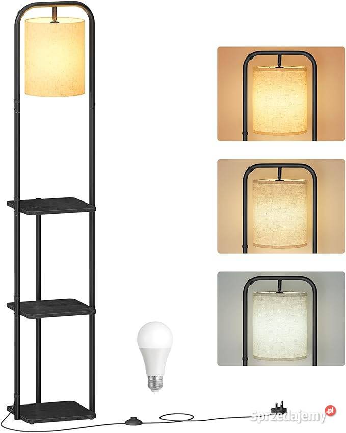 Lampa stojąca podłogowa z regałem 3 półki led Golina
