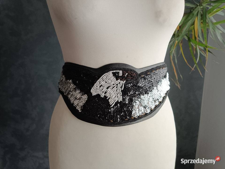 Koralikowy szeroki pasek retro S Białystok