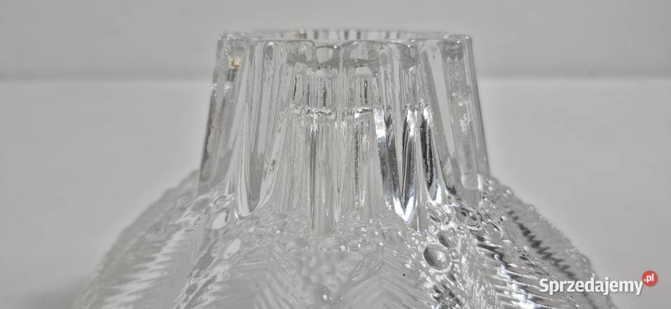 Efektowna Szklana Misa Motyw Liści i Perełek Biłgoraj