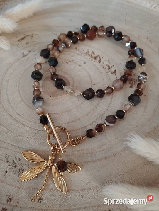Naszyjnik ważka agat kawowy 45 małopolskie
