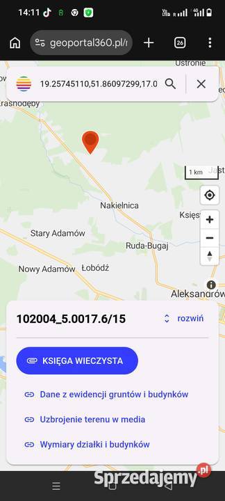 Działka budowlana 940m gmina Aleksandrów Łódzki 940m2 Sprzedaż łódzkie Zgierz