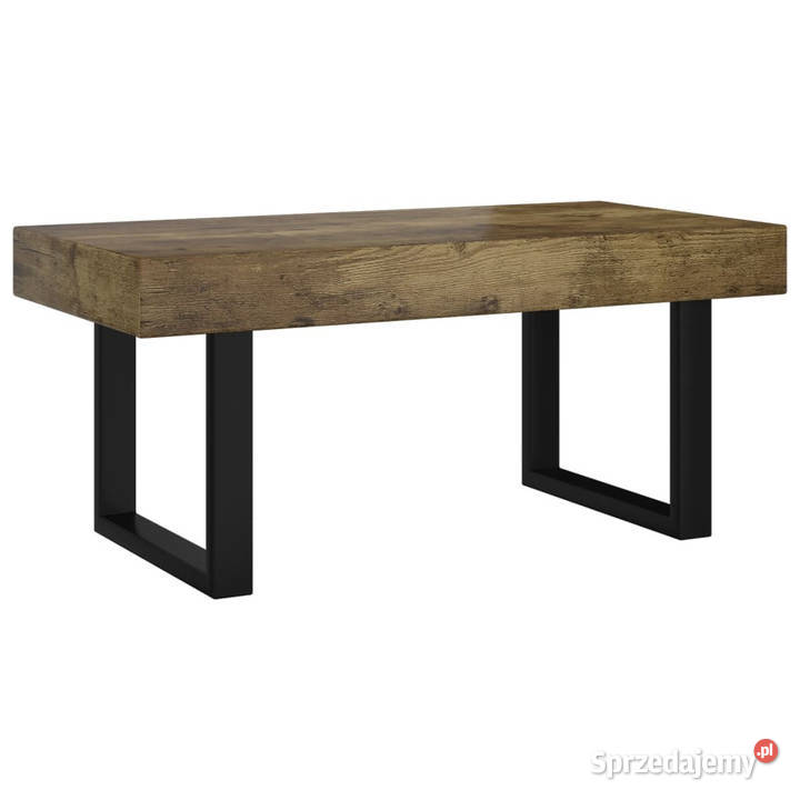 Stolik kawowy ciemnobrązowoczarny 90x45x40 MDF i