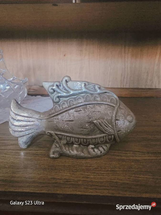 Figurka Ryba dekoracyjna vintage złota Figurki i rzeźby Olsztyn