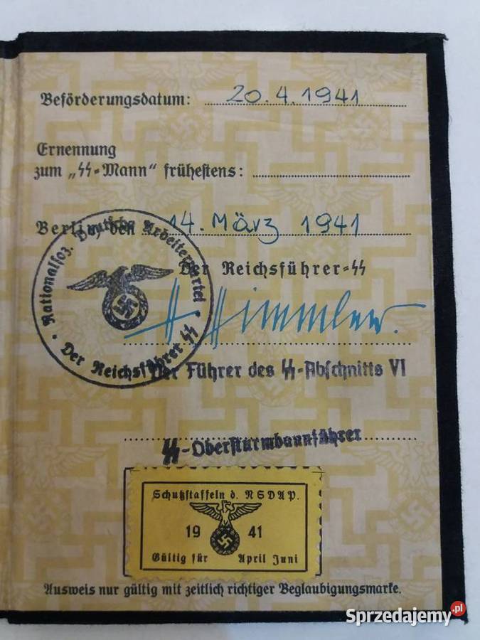 Legitymacja SSManna 1941 małopolskie Kraków