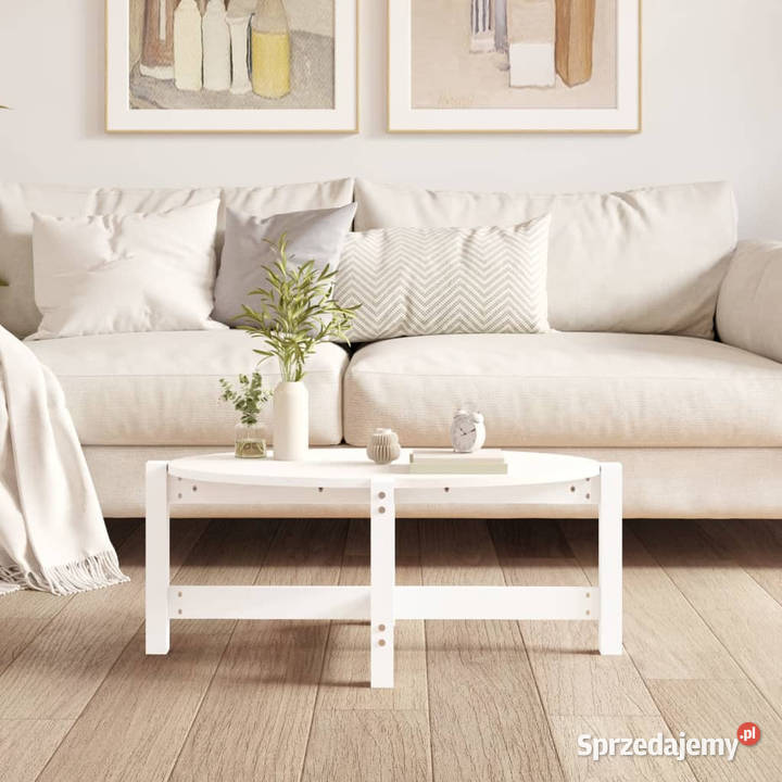 Stolik kawowy biały 87x48x35 lite drewno sosnowe mazowieckie