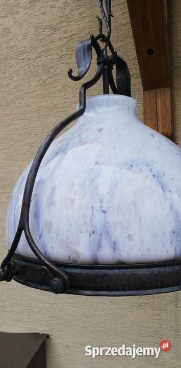 Lampa wisząca duża szklana metaloplastyka metal Garwolin