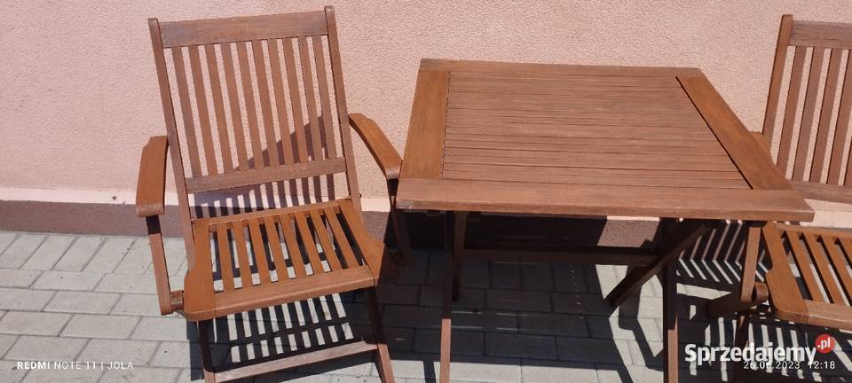 Komplet mebli ogrodowych drewnianych na balkon Szamotuły sprzedam