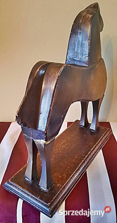 Koń dekoracja ceramika drewno wysokość 35