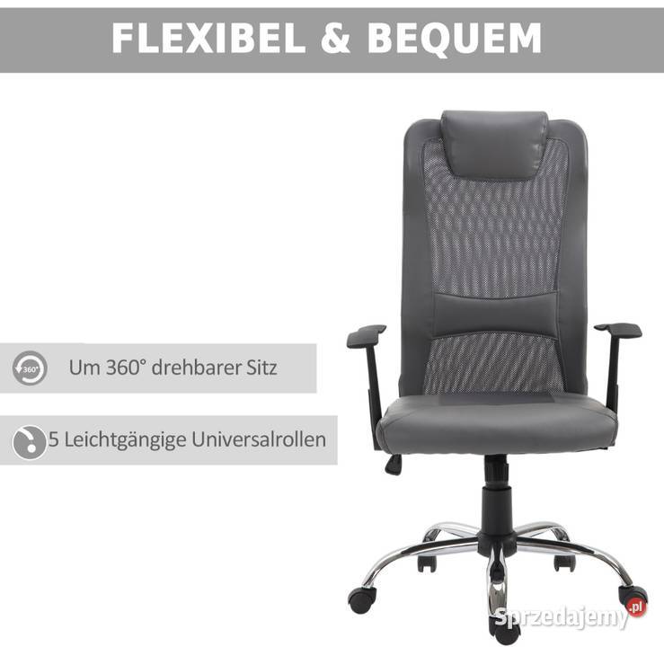 Fotel biurowy gamingowy ergonomiczny szary