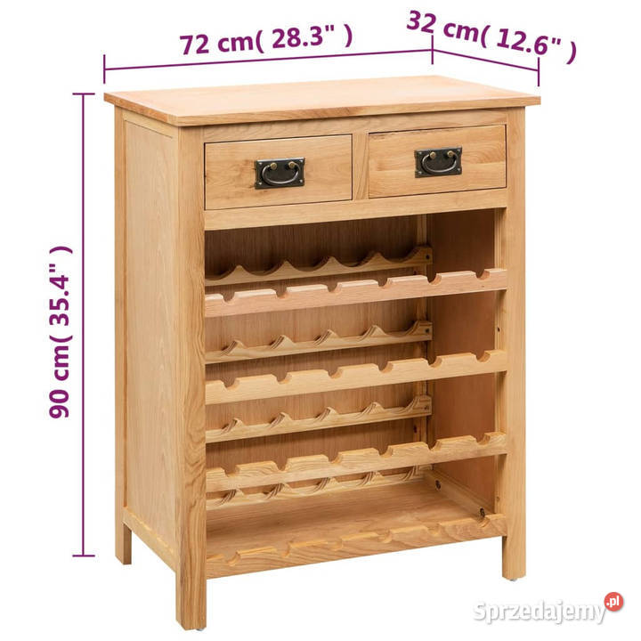 Szafka na wino 72 x 32 x 90 lite drewno dębowe Stojaki na wino