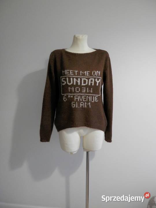 Sweter Wełniany Moherowy Czekoladowy Kolor Łomża