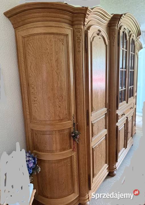 Piękny kredens z drewna dębowego witryna 58cm Sypniewo
