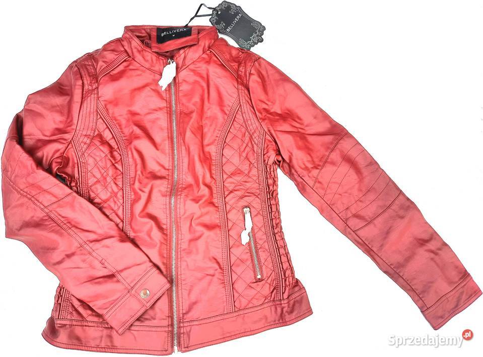 M Nowa kurtka damska skóra ekologiczna bordowa czerwony Szczerbice sprzedam