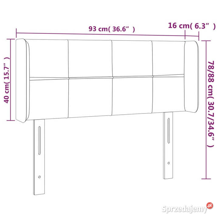Zagłówek do łóżka z LED taupe 93x16x7888 tkanina Warszawa