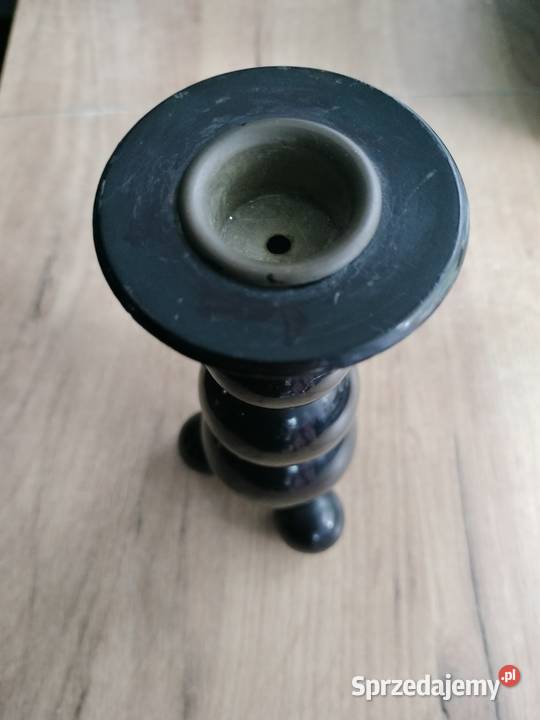 Świecznik drewniany fikuśny kulki