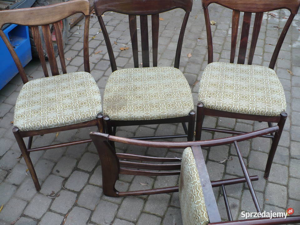 krzesła RADOMSKO 4 sztuk INNE Z EPOKI stół łódzkie Poświętne