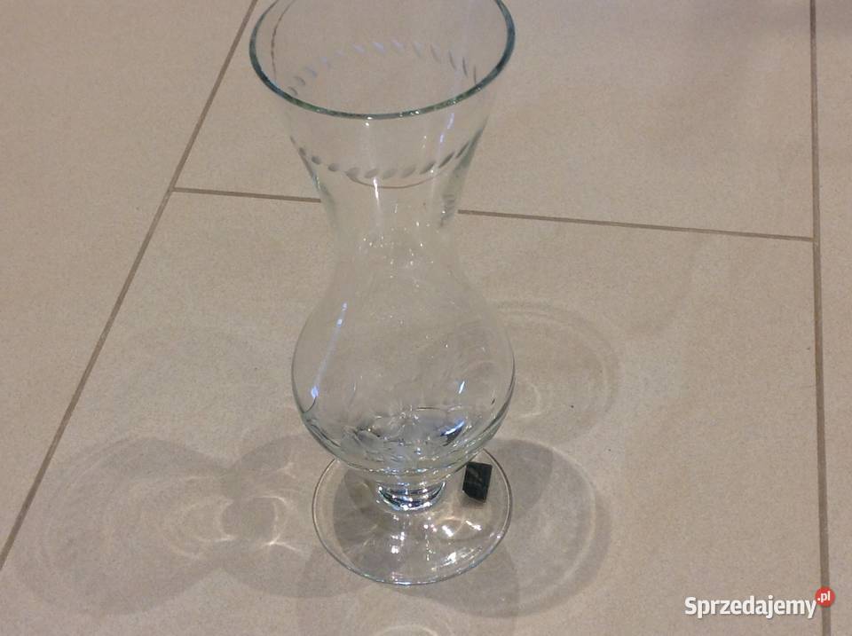 Wazon Szklany Grawerowany Stary sygnowany Nowa Sól