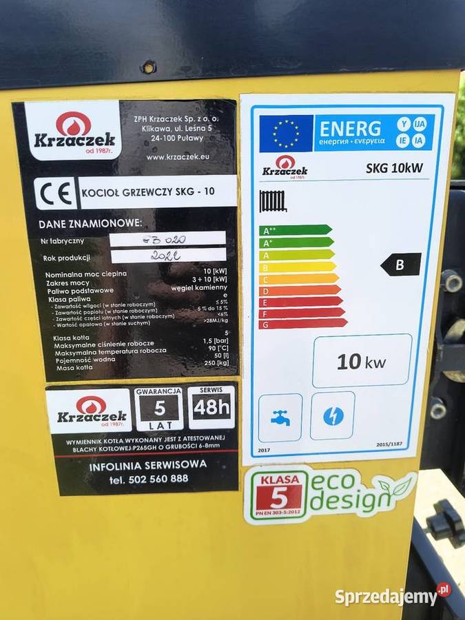 5 KLASA ECODESIGN Krzaczek 10kw piec kocioł Ogrzewanie Tarnów sprzedam