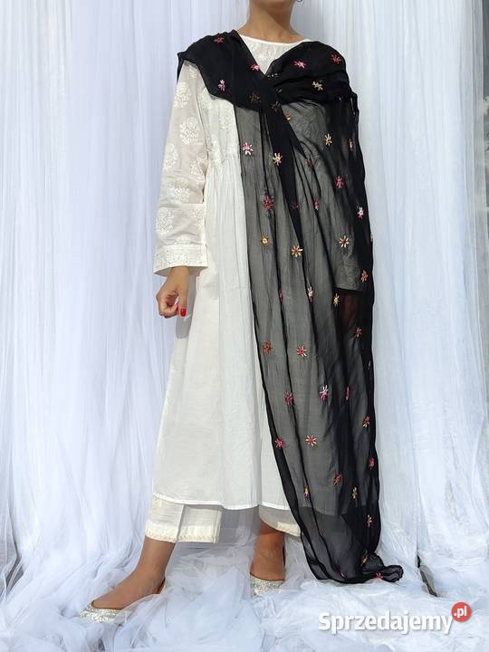 Duża chusta szal dupatta haft floral szyfon Nakrycia głowy Szczecin