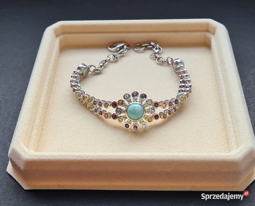 Srebrna bransoletka z kamieniami szlachetnymi Otwock