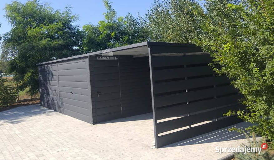 GARAŻ BLASZANY 6m x 6m WIATA 3m SPAD TYŁ 2xBRAMA Łapanów