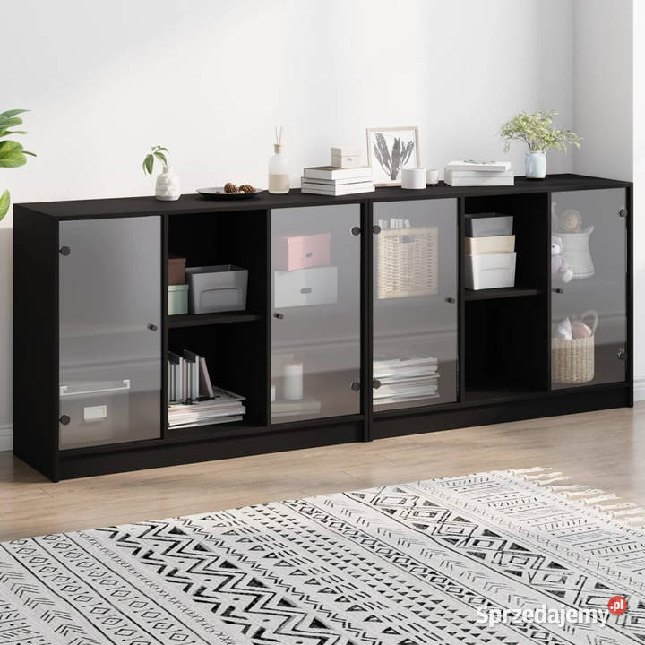 Biblioteczka z drzwiczkami czarna 204x37x75