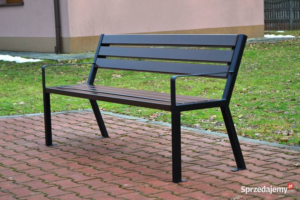 Ławka z oparciem stalowa parkowa ogrodowa lubelskie Nałęczów
