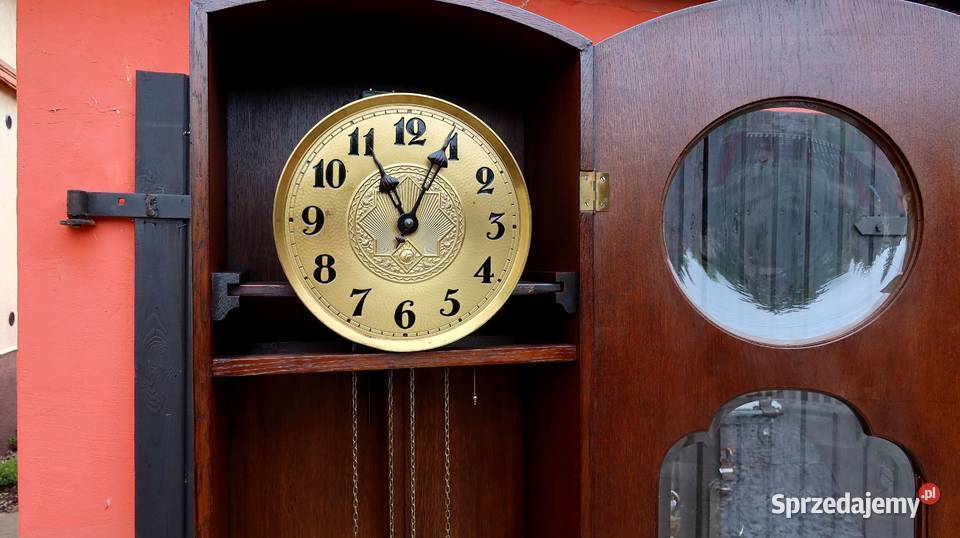 Unikatowy Stojący Dębowy Zegar Chłop Ajk Gong 8 dolnośląskie Ziębice