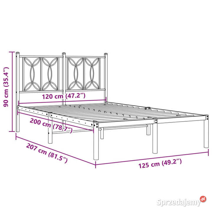 Łóżko Metalowe Białe Rama Łóżka Ze Stelażem 125cm mazowieckie