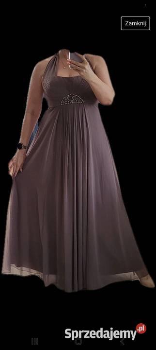 Sukienka długa kolor czekadowy cappuccino 42 Inny wzór Odzież damska śląskie Kalety