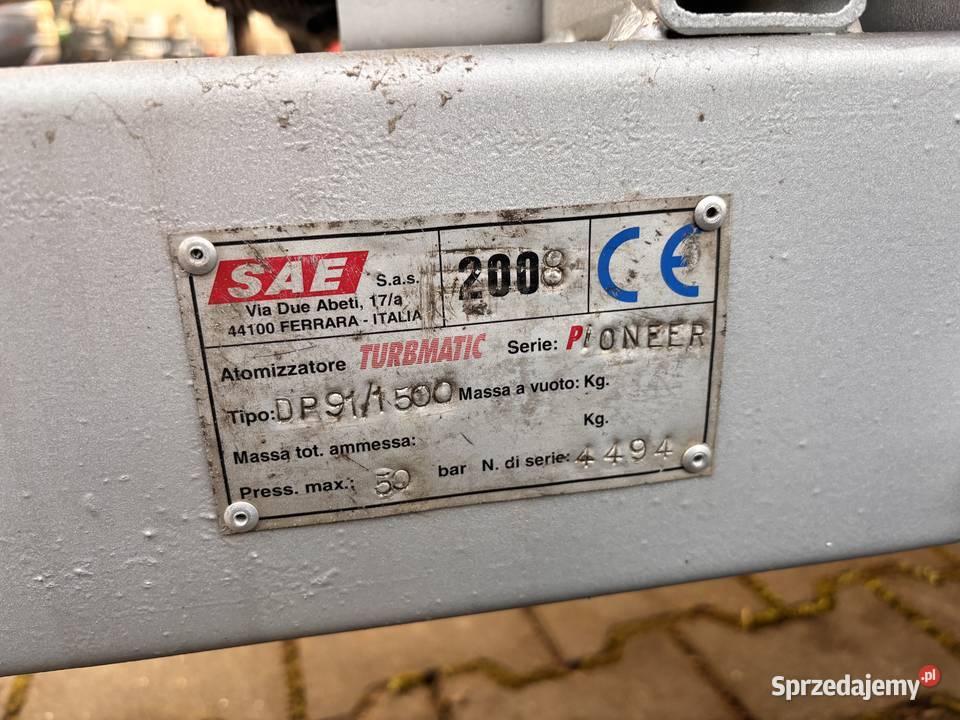 Opryskiwacz sadowniczy SAE Turbmatic 911500 łódzkie Rawa Mazowiecka