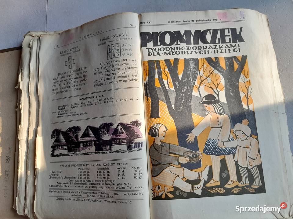 Stary przedwojenny tygodnik dzieci Płomyczek śląskie Dąbrowa Górnicza