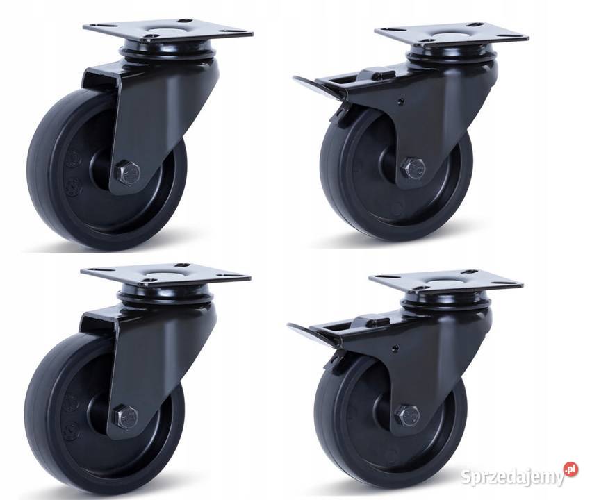 Zestaw 4 Kół Obrotowych Hamulec 75mm240 Guma Kółka Kozienice