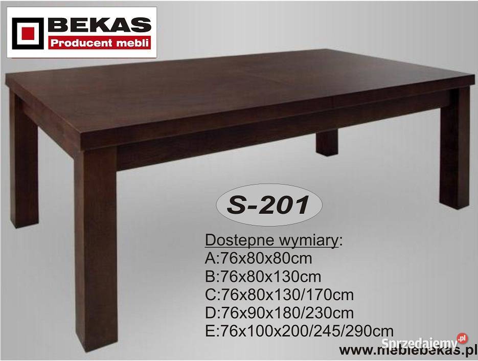 Stół S204 Diament 2x3m Duży Bekas Dąb Orzech Buk 76cm Lemierzyce