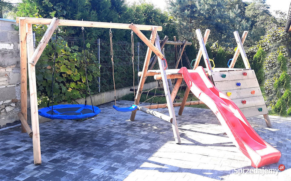 Plac Zabaw do Ogrodu ZYGZAK DOMEK Żlizg Drewno